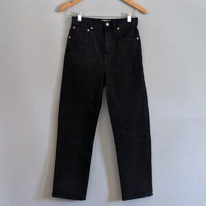 NWT Madewell Black Classic Straight Jeans Cropped Ankle Length Size 25